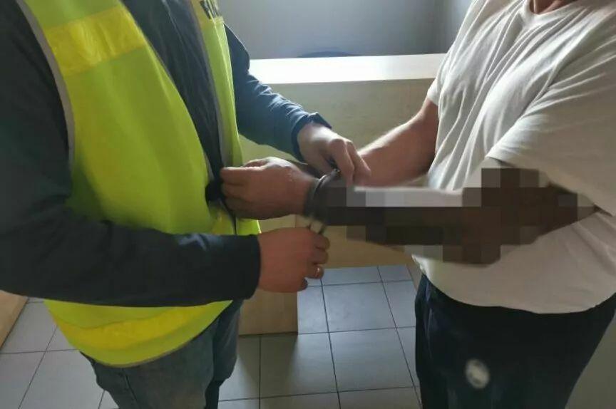 policjant zakłuwa podejrzanego o pobicie psa, który go ugryzł w kajdanki
