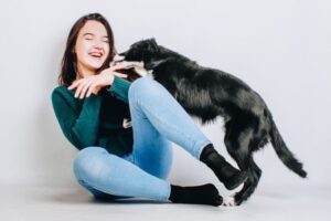 pies skacze na ludzi